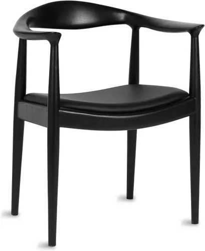 Tomile Hans Wegner Kennedy - Silla moderna de piel sintética con respaldo ancho curvo, marco de madera maciza, diseño de mediados de siglo