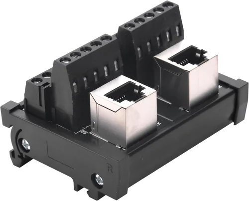 Miniatura 2 de Placa de distribución de conector Ethernet de montaje en riel DIN RJ45 8P8C, conector de bloque de terminales de conector vertical RJ45