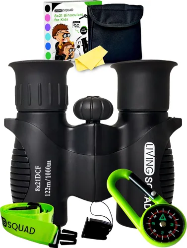 Binoculares para niños 8x21 Negro - Edad infantil 3-12, Juego de binoculares reales compactos a prueba de golpes - Óptica de alta resolución,
