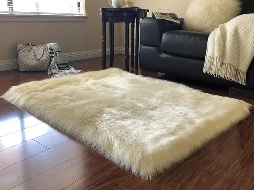 Miniatura 25 de LAMBZY Alfombra rectangular de piel de oveja sintética, súper suave, hipoalergénica, de felpa, lujosa alfombra de felpa sedosa para dormitorios