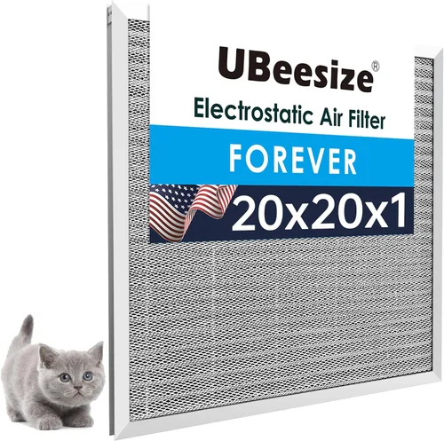 UBeesize - Filtro de aire reutilizable de 20 x 20 x 1 pulgadas, lavable, MERV 8, permanente, electrostático, para aire acondicionado y HVAC y