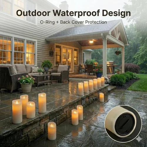 Miniatura 3 de Enido 24 piezas de velas LED sin llama con control remoto y temporizador, impermeables para exteriores, luces eléctricas parpadeantes y cálidas