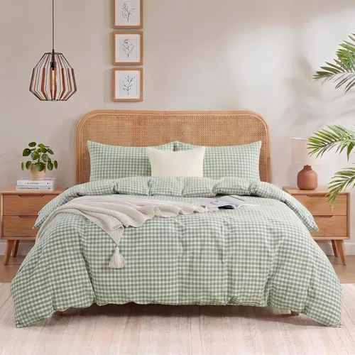 Miniatura 22 de NEXHOME PRO Funda de edredón Twin XL 100% algodón lavado, transpirable, duradera, texturizada, similar al lino, juego de ropa de cama para el hogar