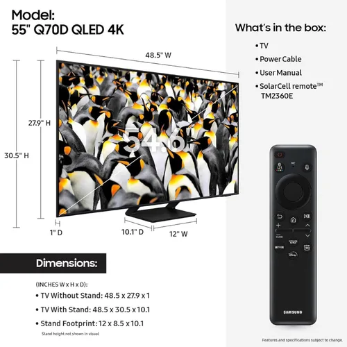 Miniatura 2 de Samsung Smart TV Class QLED 4K Q70D Series Quantum HDR de 55 pulgadas con seguimiento de objetos Sound Lite, Motion Xcelerator, modo Eye Comfort