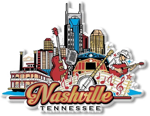 Imán de collage de Nashville City por Classic Magnets, recuerdos coleccionables de goma 3D estilo vintage y regalos fabricados en los Estados