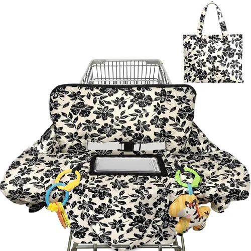 Miniatura 12 de Funda para carrito de compras para bebé 2 en 1 Funda para silla alta con arnés de seguridad Multifuncional Patrón de dinosaurio Cubiertas de carrito