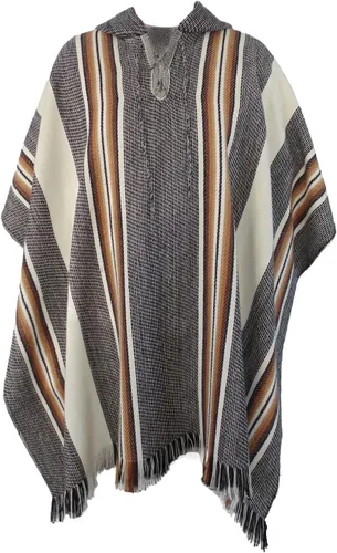 Gamboa Alpaca Wool Poncho Men Panchos Mexican with Hood Adult Cowboy and Western Hippie Poncho para Hombre