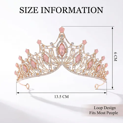 Miniatura 5 de Kamirola Corona de Reina Barroca, Corona Nupcial de Boda con Diamantes de Imitación y Tiaras Diadema de Cristal Para Cumpleaños Baile de Graduación