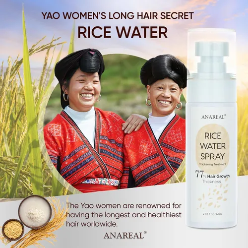 Miniatura 3 de Spray de aceite para el crecimiento del cabello: agua de arroz fermentada con biotina y aceite de ricino para engrosamiento diario del cabello