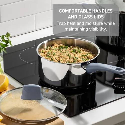 Miniatura 7 de Conjunto de utensilios de cocina T-Fal Essentials de acero inoxidable, 12 piezas, compatible con inducción, apto para horno a 350F, juego de cocina