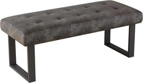 Miniatura 10 de JIEXI Banco de dormitorio con extremo de cama, banco tapizado, esquinero para interiores, reposapiés pequeño con patas de metal, para cocina, Negro