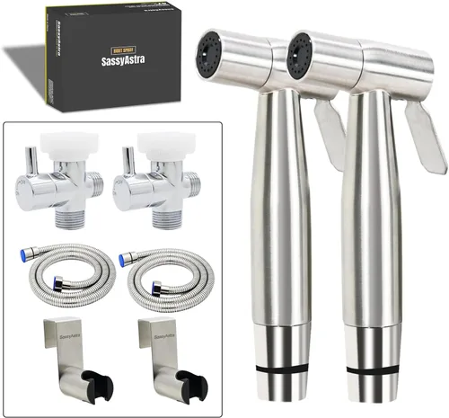 Miniatura 9 de Pulverizador de bidé de inodoro de mano, presión de agua ajustable, con manguera, kit de lavado femenino y para mascotas, accesorio de higiene