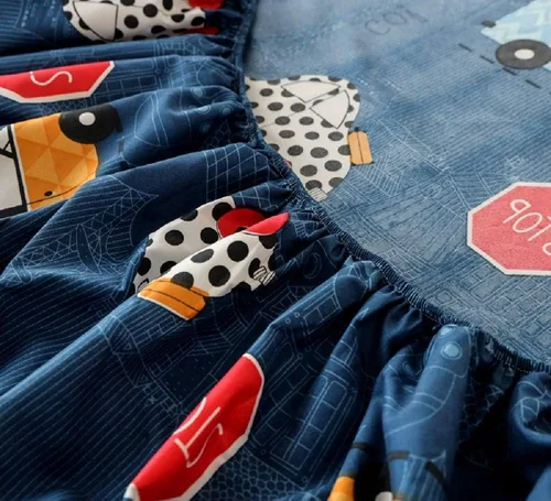 Miniatura 5 de Sábana bajera ajustable con fundas de colchón de bolsillo profundo, sábanas de tela gruesa con estampado de coches (azul marino (coches)