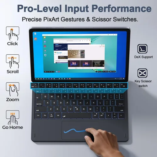 Miniatura 4 de LAUDTEC - Funda con teclado mágico para Samsung Galaxy Tab S11 / S9 de 11 pulgadas, S10 Lite / S10 FE / S9 FE 5G 10.9 pulgadas, soporte flotante