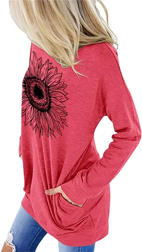 Miniatura 3 de onlypuff Sudaderas tipo túnica con estampado de bolsillo para mujer