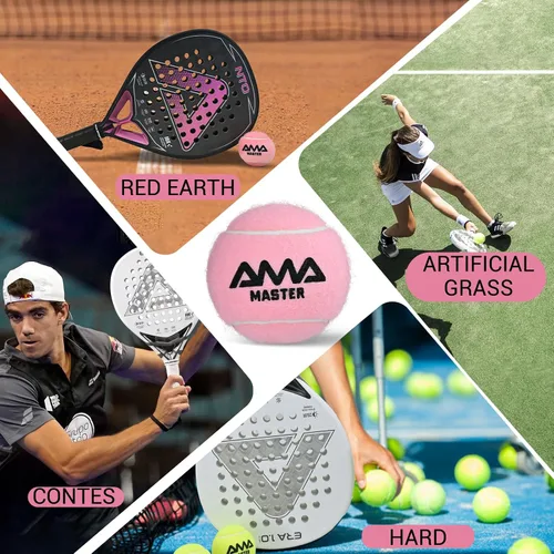 Miniatura 7 de AMA SPORT Pelotas de pádel presurizadas que cumplen con los estándares de competiciones y torneos adecuados para cualquier superficie o sitio Rosa