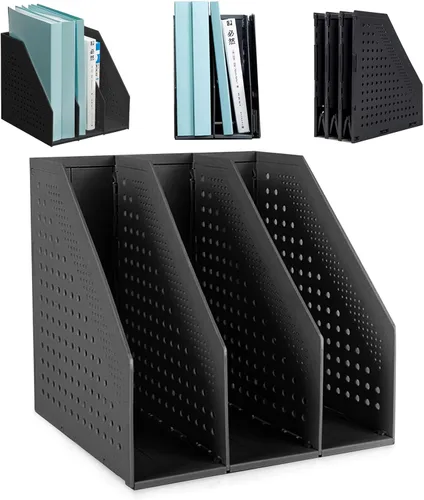 SAYEEC 1 pieza Organizador de archivos de revistas plegable de plástico con organizador de carpetas vertical para escritorio, organizador de