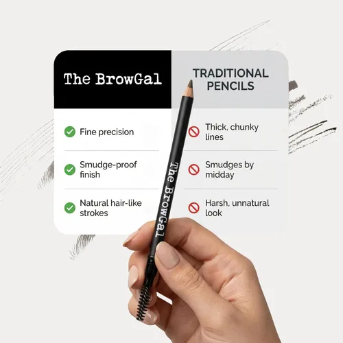 Miniatura 7 de The BrowGal - 3 en 1, lápiz de cejas delgado - 06 con tapa afiladora y cepillo de carrete - Dibuja pequeños pelos de cejas y rellenos en áreas Rubio