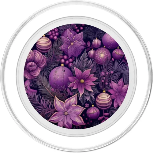 Miniatura 2 de PopSockets MagSafe PopGrip de Navidad con diseño floral morado para iPhone