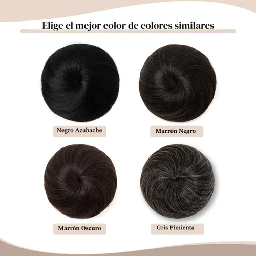 Miniatura 3 de Moño de bailarina, pieza sintética para recoger el cabello, moño de extensión de cabello Q3 de Sarla Negro azabache