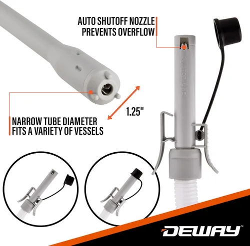 Miniatura 2 de DeWay Bomba de Transferencia de Combustible de Varilla con Batería con Boquilla de Parada Automática, Flujo Rápido de 3.2 GPM y Manguera