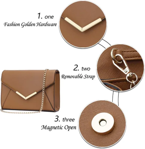 Miniatura 4 de KKXIU Elegante bolso de mano de piel sintética para mujer, bolso de mano plegable para fiesta, boda, baile de graduación