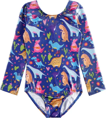 Miniatura 74 de HOZIY - Leotardos de manga larga para niñas, de gimnasia, para niños pequeños, trajes florales de unicornio, galaxia, arco iris, patrón de rayas