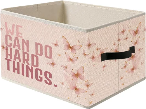 Miniatura 8 de Caja de almacenamiento de lazo floral azul y blanco con asas, cesta organizadora plegable de flores de estilo francés Toile de Jouy, caja