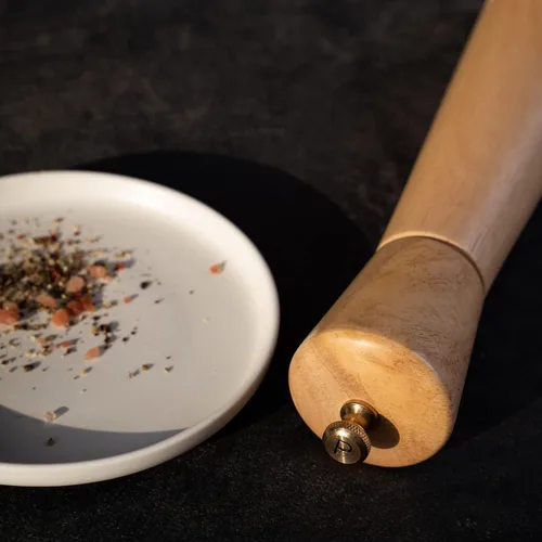 Miniatura 3 de Molinillo de pimienta, molinillo de pimienta con molinillo ajustable de acero inoxidable, madera de goma de 12.6 in de altura, diámetro inferior