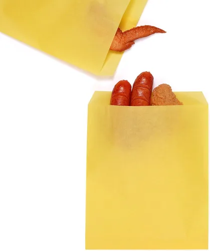 Miniatura 2 de Quotidian Bolsas planas de papel a prueba de grasa de color amarillo limón de 6 3/4 x 8 pulgadas (6.7 x 8.0 in) paquete de 100 unidades – regalos