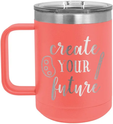 Miniatura 13 de CREATE YOUR FUTURE Negro 15 oz Taza de café w/Slide Tapa superior Taza de café de viaje aislada Ideas de regalos de cumpleaños o Navidad