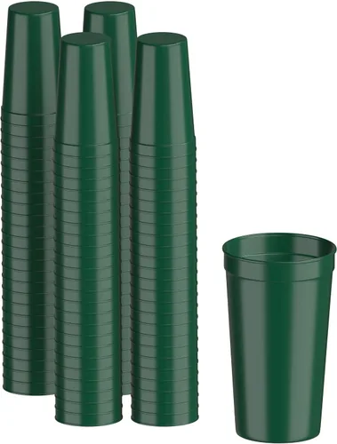 Miniatura 86 de PartyPrints Paquete de 100 vasos de plástico en blanco reutilizables de 10 a 12 onzas, vasos de estadio a granel, sin BPA, aptos para lavavajillas