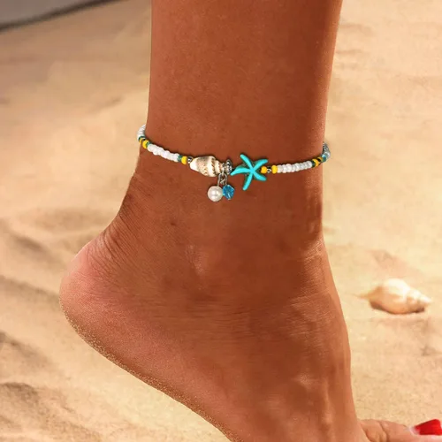 Miniatura 2 de Tobilleras de cadena de estrellas de mar, tobilleras para pies de playa, para mujeres y niñas