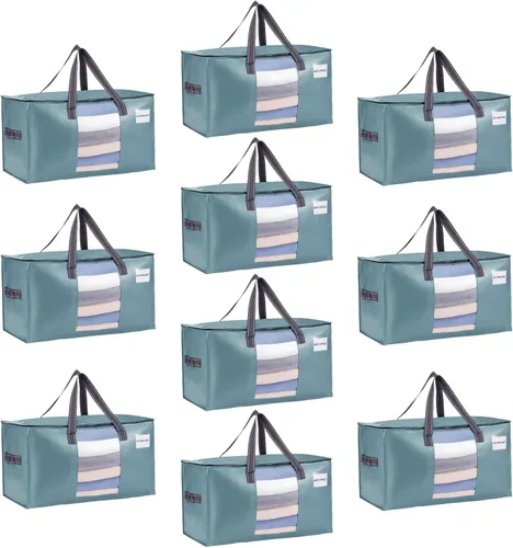 Miniatura 38 de VENO Paquete de 4 bolsas de mudanza resistentes, bolsas de almacenamiento de ropa y edredón con ventana transparente, suministros de embalaje