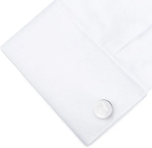Miniatura 4 de Gemelos redondos con letra del alfabeto inicial para hombre, regalo de boda, negocios, acero inoxidable, plateado cepillado A-Z