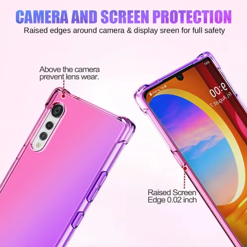 Miniatura 2 de Funda para LG Velvet 5G LM-G900 para niñas y mujeres, funda protectora de TPU suave antiarañazos, a prueba de golpes, para LG Velvet (rosa/morado)
