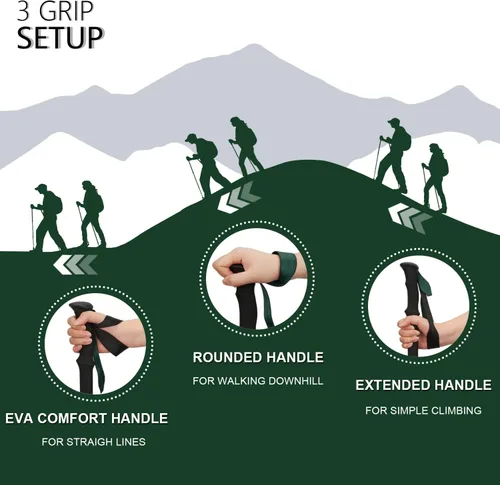 Miniatura 5 de TheFitLife Bastones de senderismo plegables para senderismo – Bastones plegables ligeros para hombres y mujeres con mango de espuma extra largo