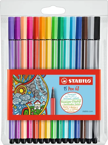 Miniatura 16 de STABILO Pen 68 - Bolígrafo con punta de fieltro de calidad premium, cartera de 6 colores de neón Colores surtidos