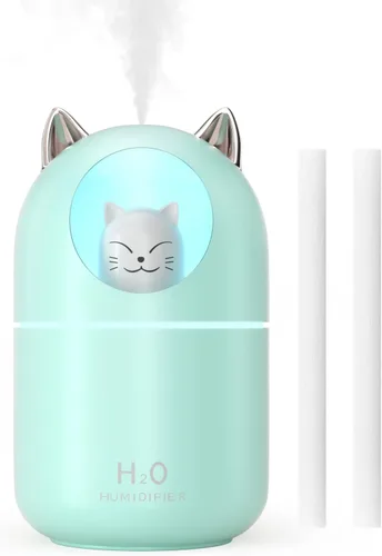 Humidificador de Niebla Fría, Mini Humidificadores de 300ml con Luz Nocturna, Humidificador de Aire Automático Sin Agua con Apagado Automático,