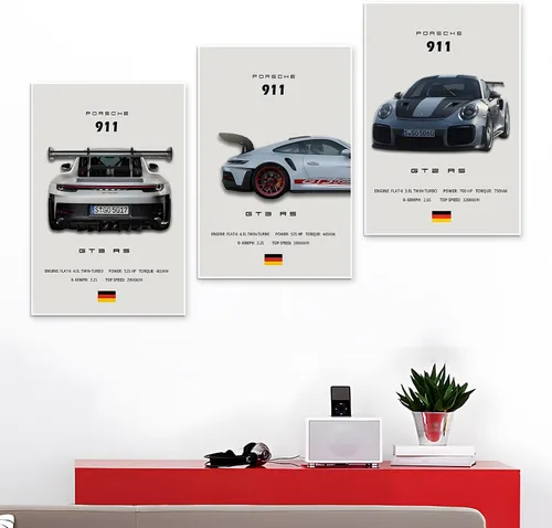 Miniatura 5 de VejiA Póster de automóvil en lienzo para pared, póster 911 GT Turbo para hombres, decoración estética de dormitorio (12 x 18, sin marco 2)