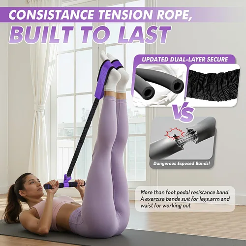 Miniatura 4 de Pedal Resistance Band with Handle Upgraded 55LBS Exercise Resistance Bands for Core, Abs, Legs, Glutes, Arms, Strength, Physical Therapy, Pilates