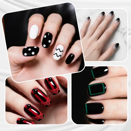 Miniatura 8 de Esmalte de uñas negro, esmalte de uñas de secado rápido, sin rayas, esmalte de uñas de larga duración para uñas de boda de otoño, manicura acogedora
