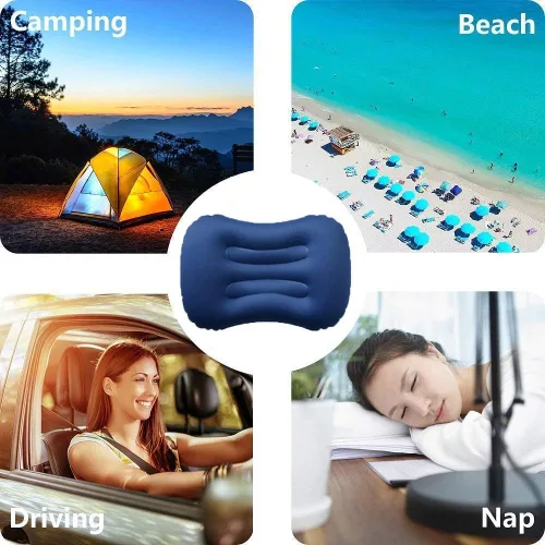 Miniatura 6 de Almohadas inflables ultraligeras para campamento: compresibles, compactas, inflables, cómodas, ergonómicas para soporte de cuello y lumbar mientras