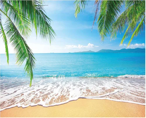 Allenjoy Telón de fondo tropical de verano de 10 x 8 pies, diseño de hojas de palma de playa, fondo de fotografía para boda, feliz cumpleaños, baby