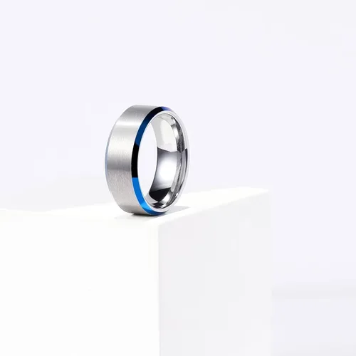 Miniatura 3 de King Will - Anillo de compromiso de boda, carburo de tungsteno, con acabado mate y acabado pulido, unisex, color plateado, negro, azul, oro rosa