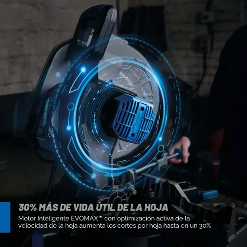 Miniatura 4 de Sierra de corte y medición EVOLUTION S14MCS de 14" Sierra de corte de acero en frío Motor y hoja inteligente EVOMAX +3500 cortes Cortes sin