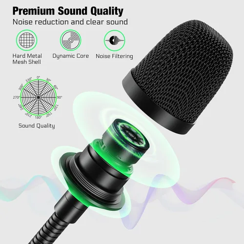 Miniatura 4 de Micrófono DJ de 17 pulgadas flexible de cuello de cisne, micrófono profesional XLR con cable dinámico Bob Barker para videoconferencia, podio