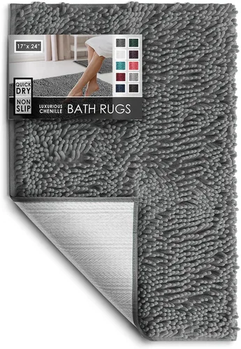 Miniatura 132 de Hearth & Harbor Alfombras de baño, tapete de baño de chenilla - Alfombras de baño lavables a máquina para baño con respaldo antideslizante de goma