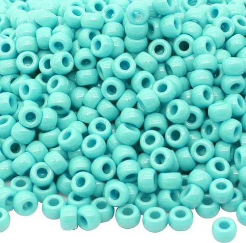 Miniatura 24 de 1000Pcs Cuentas de Pony 9mm Verde Plástico Barril Cuentas de Pony para Collar, Cuentas de Pelo para Trenzas, Cadena de Llavero, Fabricación