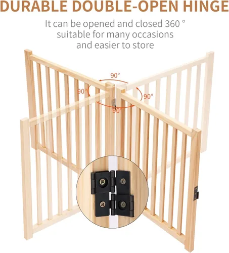 Miniatura 5 de YOCAN Puertas independientes de madera no pintadas para perros, para la casa, puertas, escaleras, vallas de madera para perros para interiores
